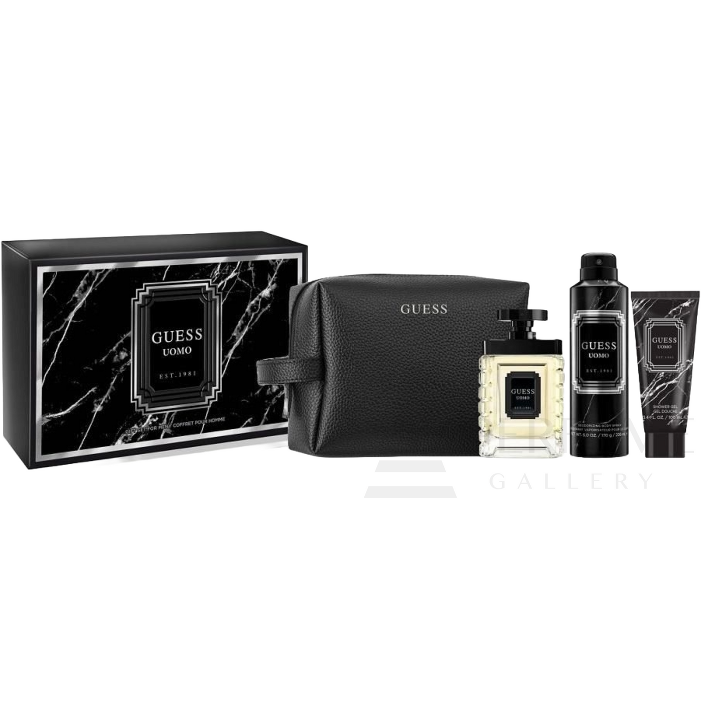 Guess Uomo Eau De Toilette 3Pcs Gift Set with Pouch For Men