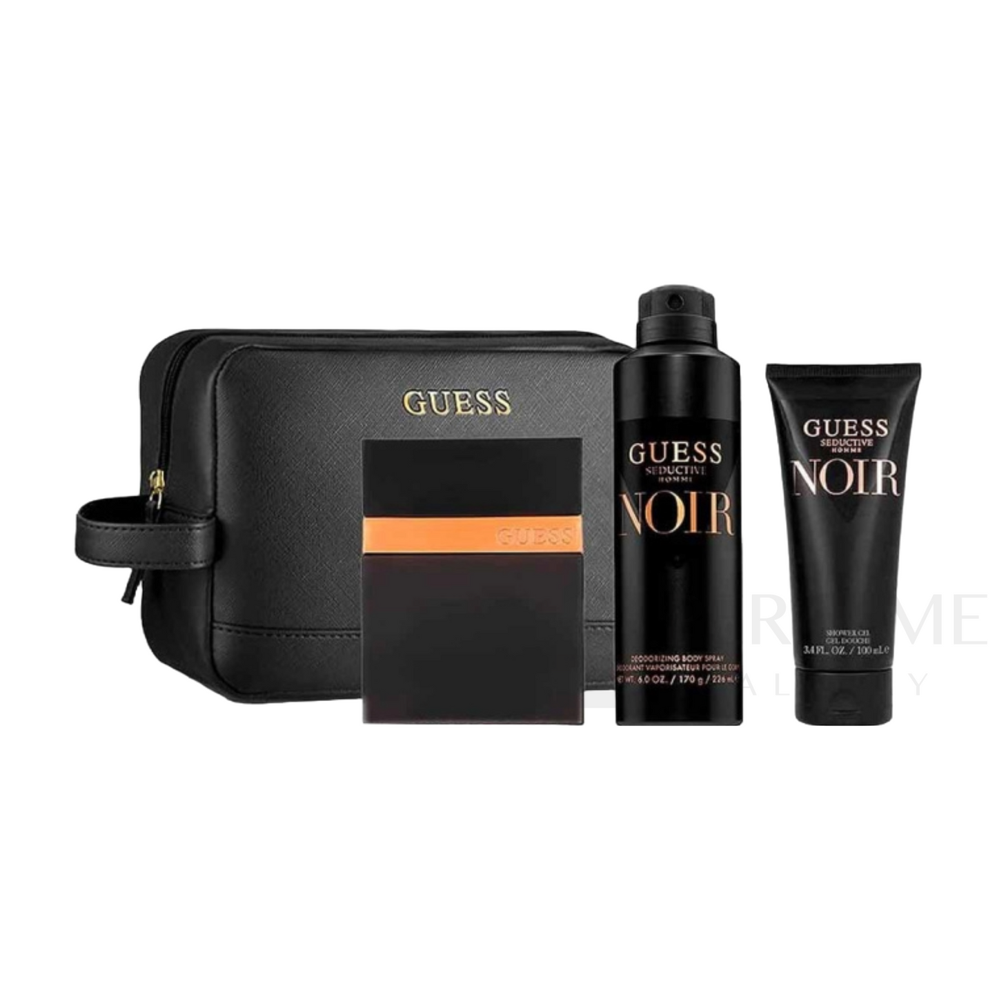 Guess Seductive Homme Noir Eau De Toilette 3Pcs with Pouch Gift Set For Men